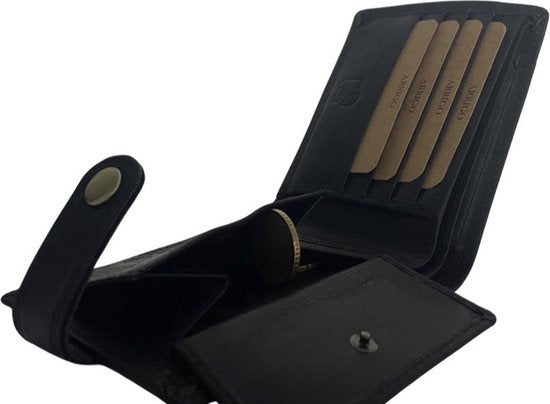 Heren portemonnee zwart echt leer rfid anti skim - Arrigo Leather Goods