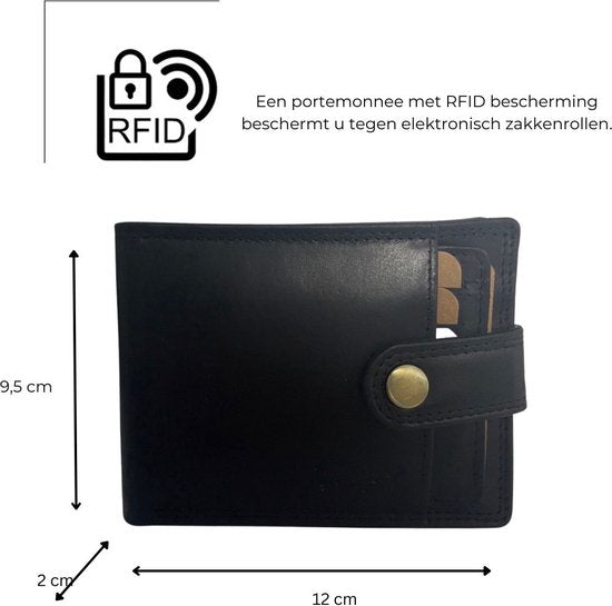 Heren portemonnee zwart echt leer rfid anti skim - Arrigo Leather Goods