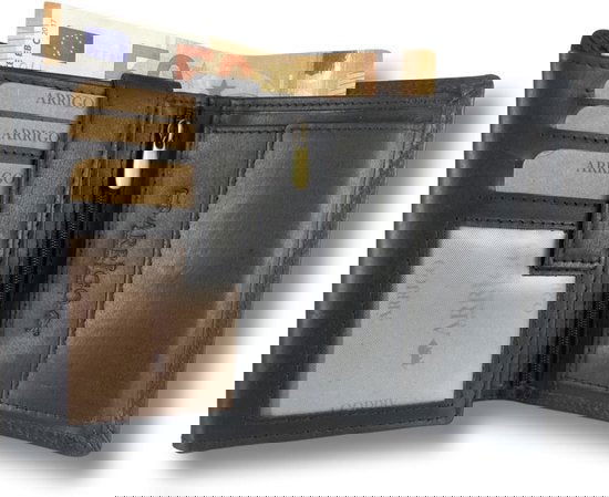 Heren portemonnee zwart echt leer rfid anti skim - Arrigo.nl
