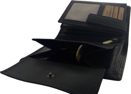 Heren portemonnee zwart echt leer rfid anti skim - Arrigo.nl