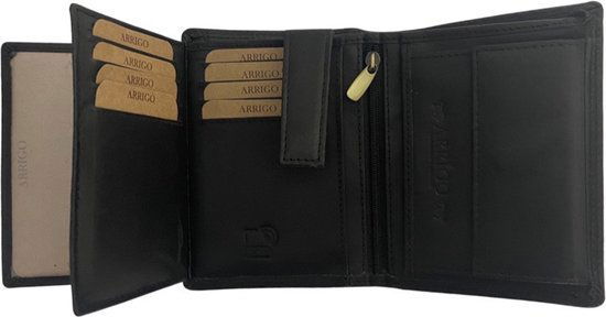 Heren portemonnee zwart echt leer rfid anti skim - Arrigo.nl