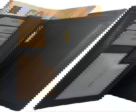 Heren portemonnee zwart echt leer rfid anti skim - Arrigo.nl