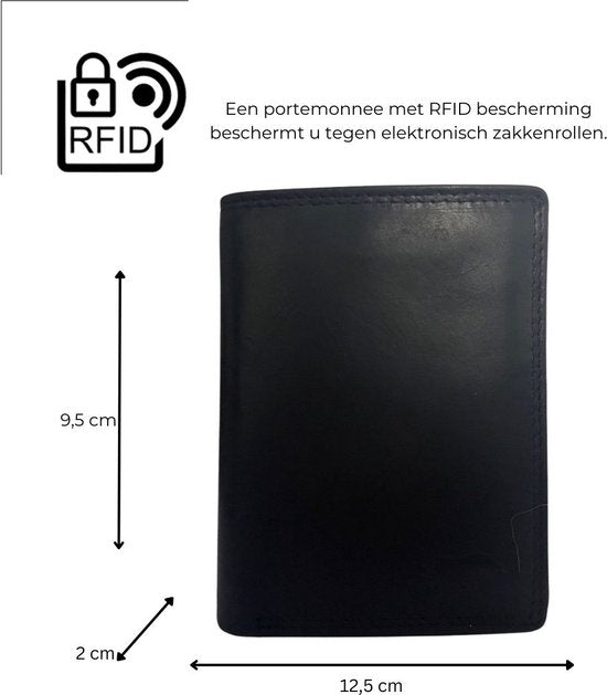 Heren portemonnee zwart echt leer rfid anti skim portefeuille mannen - Arrigo Leather Goods