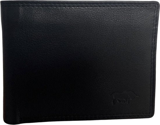 Heren portemonnee zwart leer zwarte heren beurs heren knip leer - Arrigo.nl