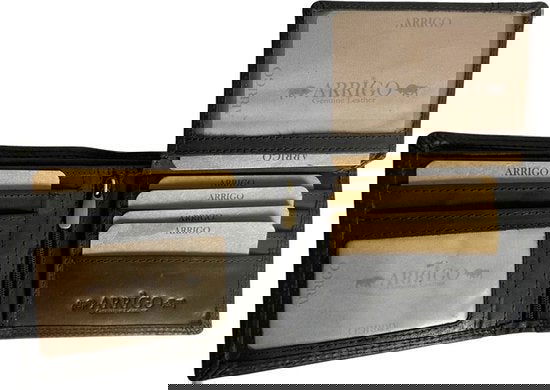 Heren portemonnee zwart leer zwarte heren beurs heren knip leer - Arrigo.nl