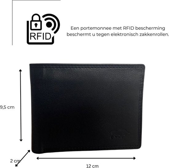 Heren portemonnee zwart leer zwarte heren beurs heren knip leer - Arrigo.nl