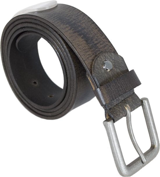 Heren riem antraciet italiaans leer 4 cm brede casual leren - Arrigo Leather Goods