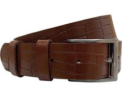 Heren riem dames riem lichtbruin leer 40 mm krokodillen print - Arrigo Leather Goods