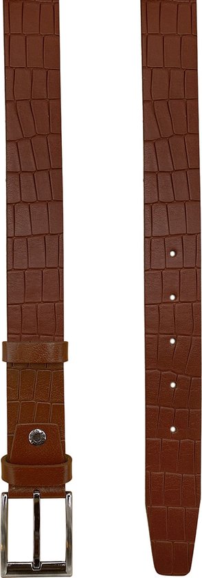 Heren riem dames riem lichtbruin leer 40 mm krokodillen print - Arrigo Leather Goods
