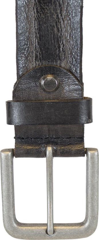 Heren riem donkergrijs italiaans leer 4 cm brede casual leren - Arrigo Leather Goods
