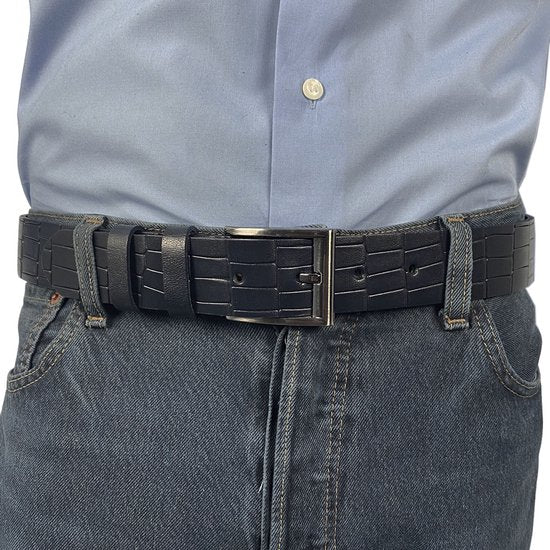 Heren riemen blauw of dames riemen blauw 4 cm met - Arrigo Leather Goods