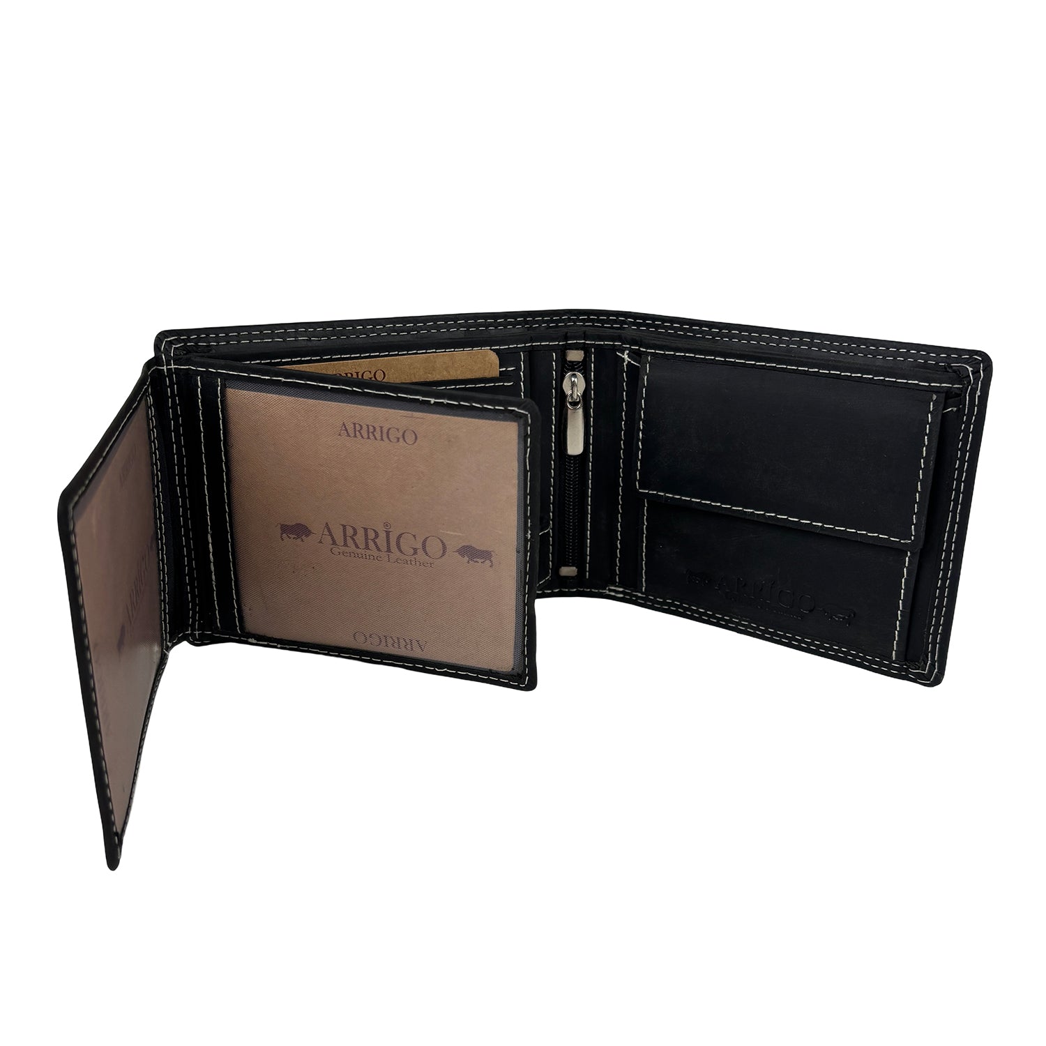 Zwarte herenportemonnee van buffelleer