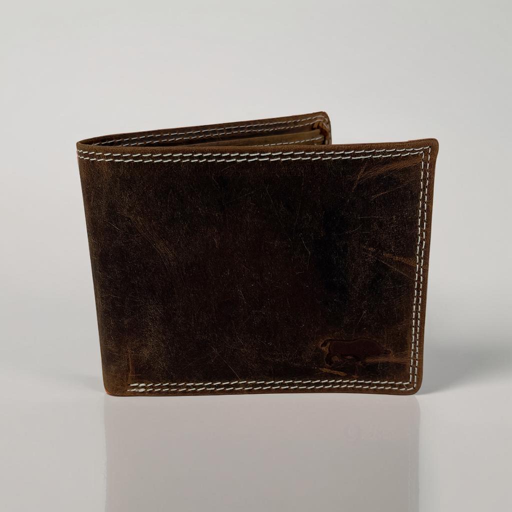 Cognac herenportemonnee van buffelleer
