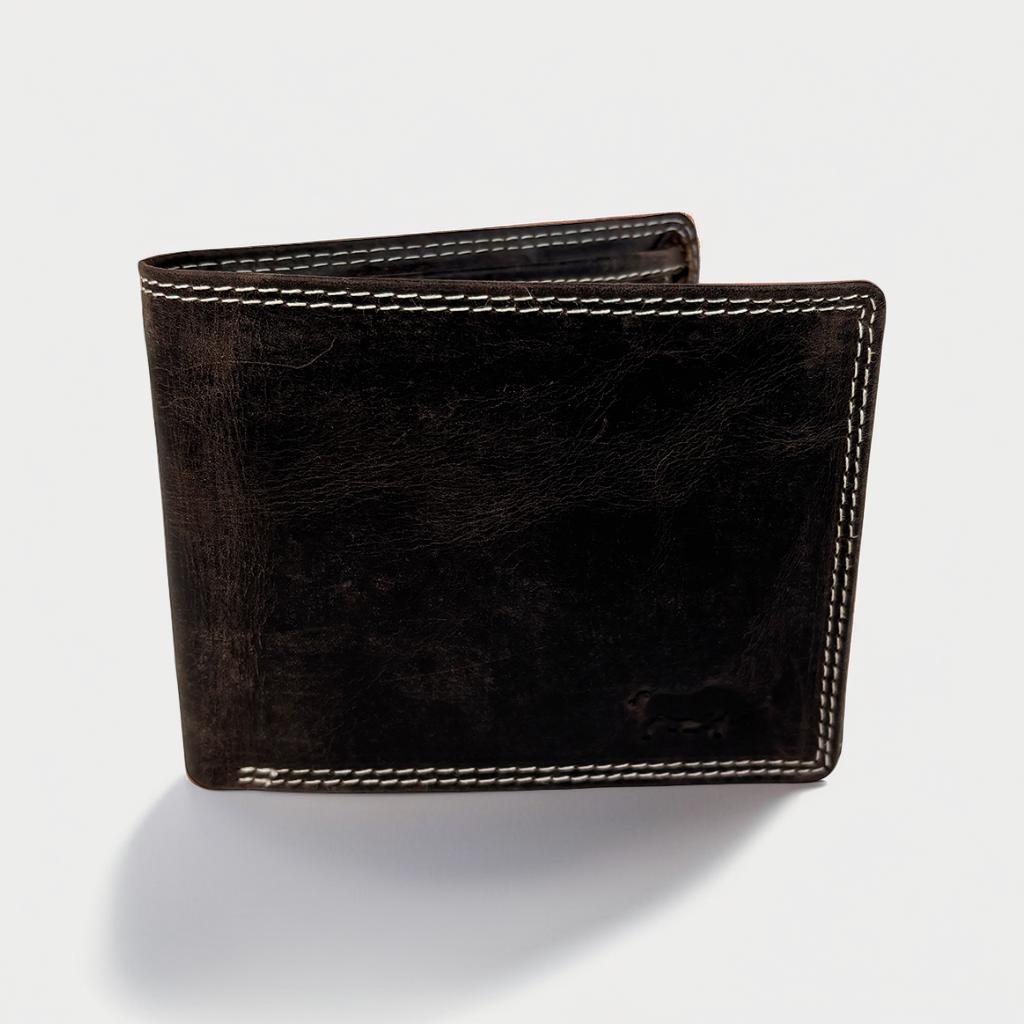 Donkerbruine herenportemonnee van buffelleer