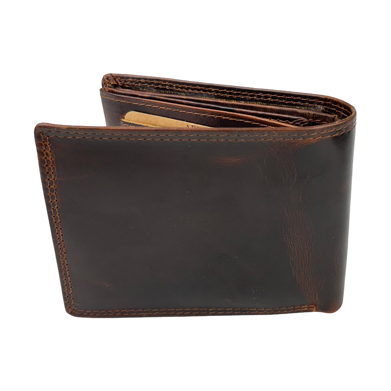 Donkerbruine heren portemonnee van rundleer met RFID