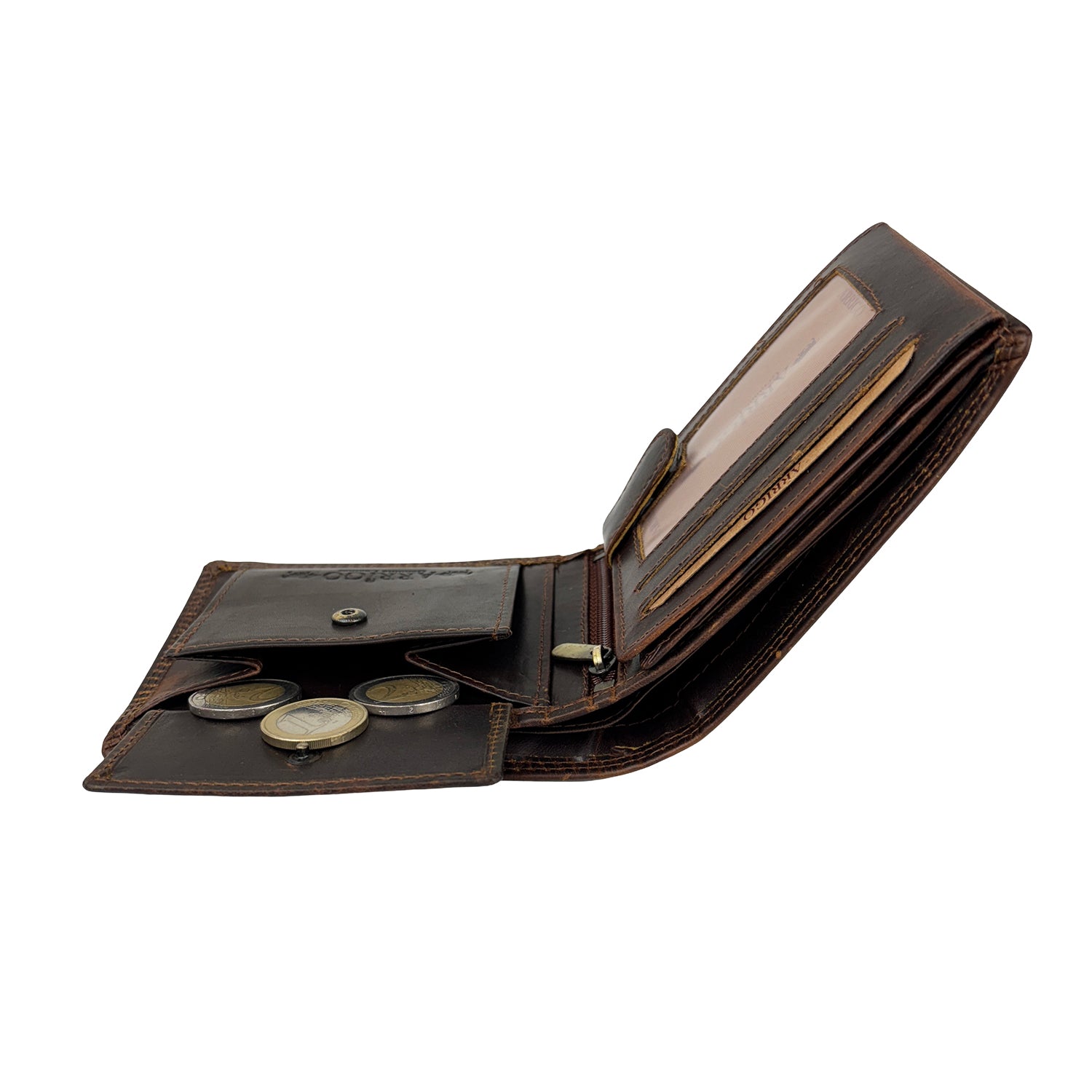 Donkerbruine heren portemonnee van rundleer met RFID