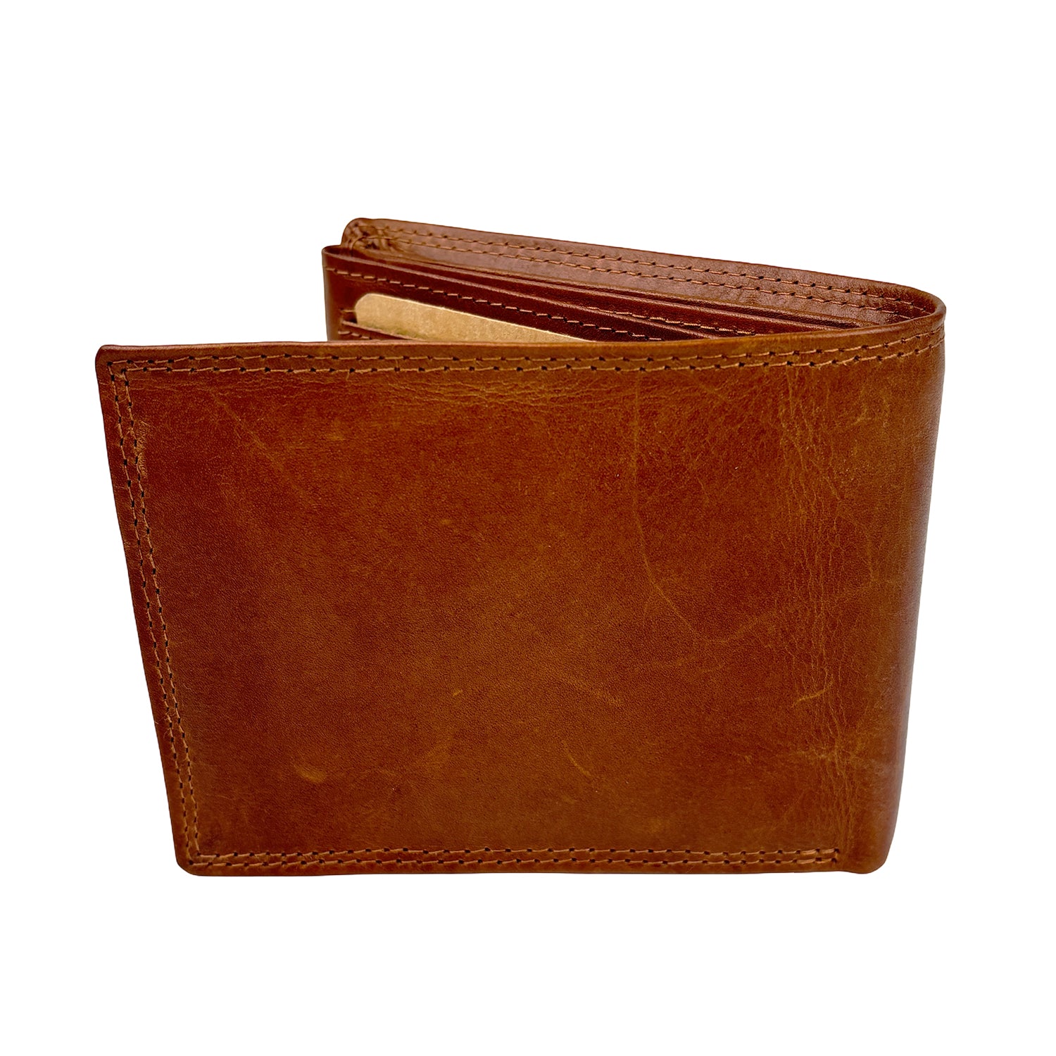 Cognac portemonnee van rundleer