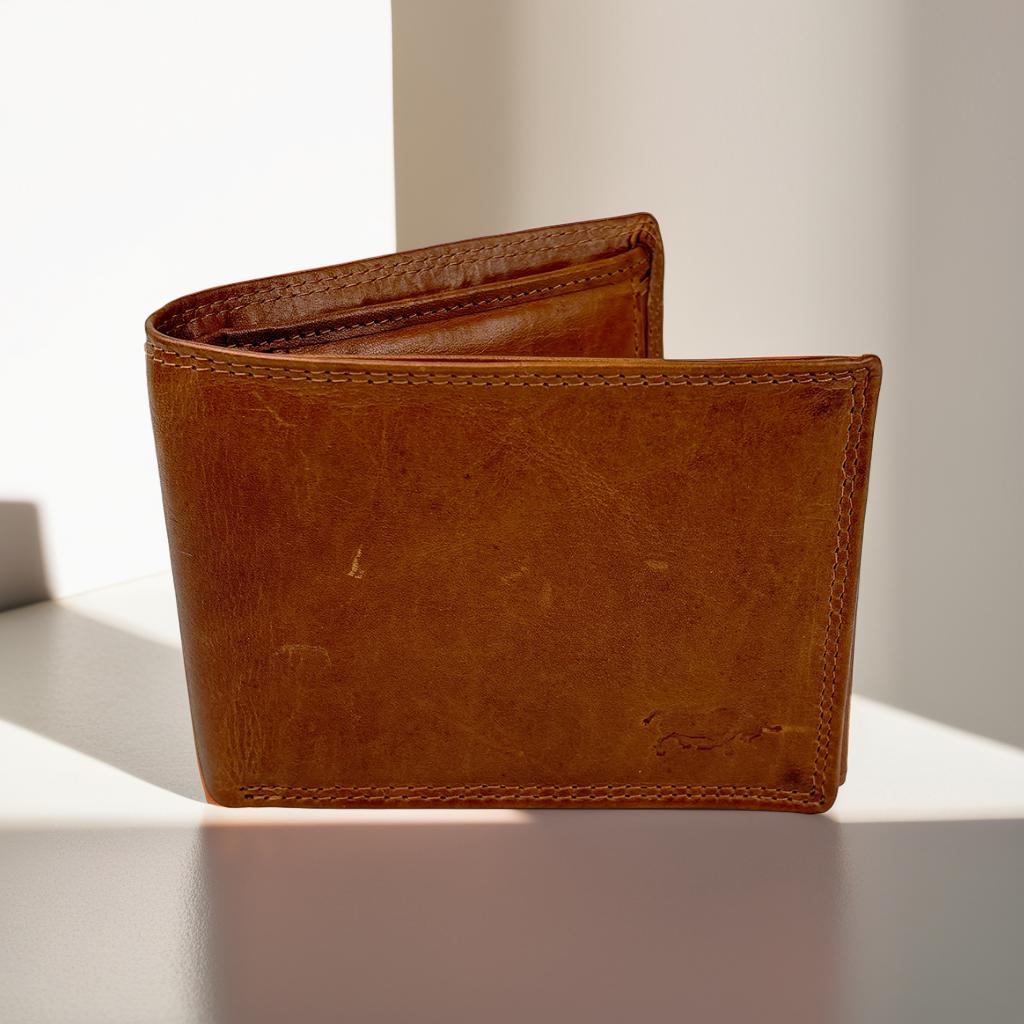 Cognac portemonnee van rundleer