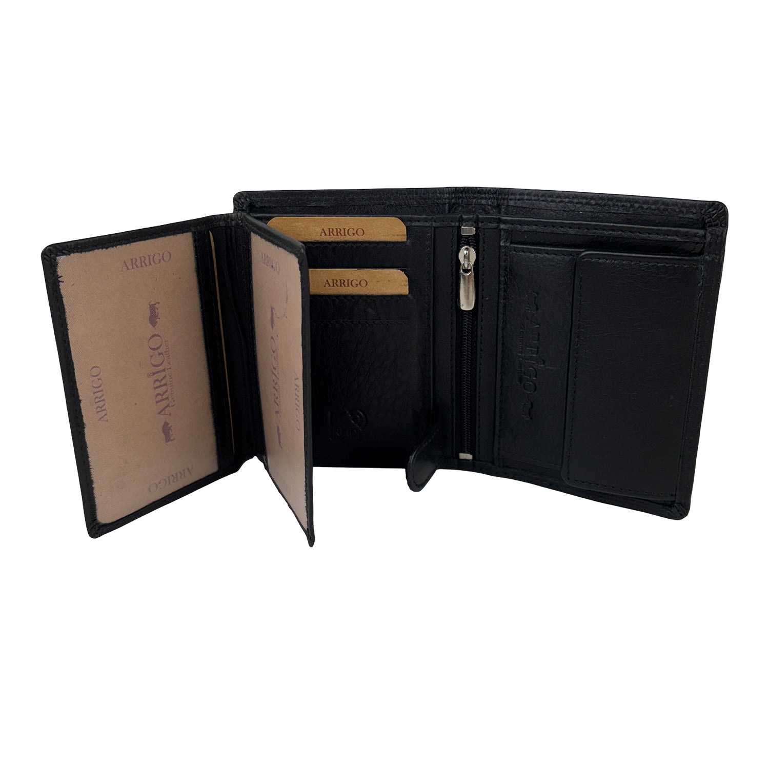 Zwarte leren billfold portemonnee