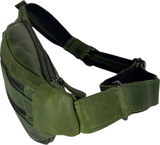 Heuptas fanny pack buiktas festival tasje leer groen arrigo - Arrigo.nl