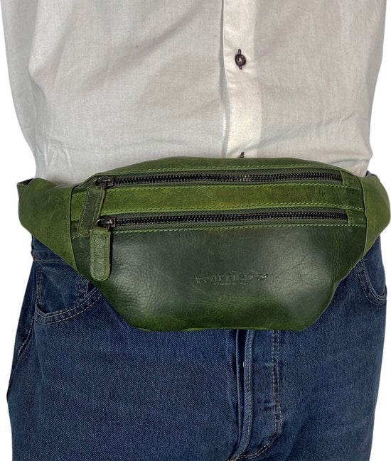 Heuptas fanny pack buiktas festival tasje leer groen arrigo - Arrigo.nl