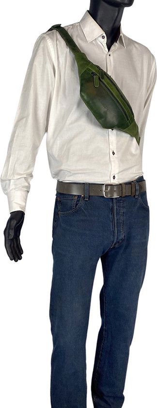 Heuptas fanny pack buiktas festival tasje leer groen arrigo - Arrigo.nl