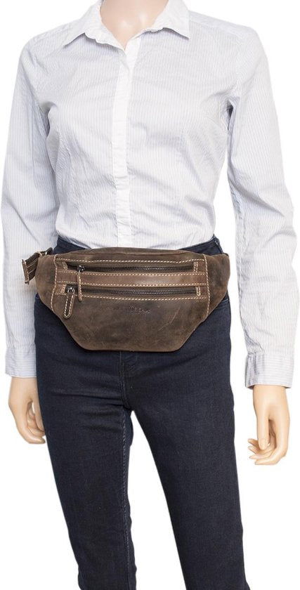 Heuptas heuptasje fanny pack buideltasje festival tasje buffelleer donkerbruin - Arrigo.nl