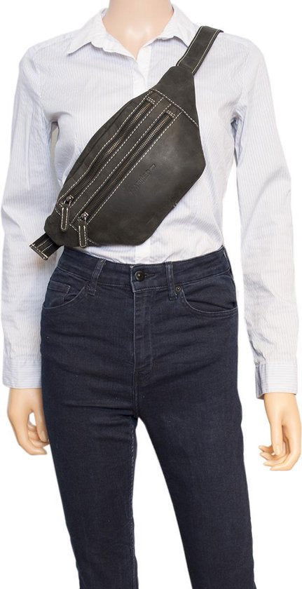 Heuptas heuptasje fanny pack buideltasje festival tasje buffelleer zwart - Arrigo.nl