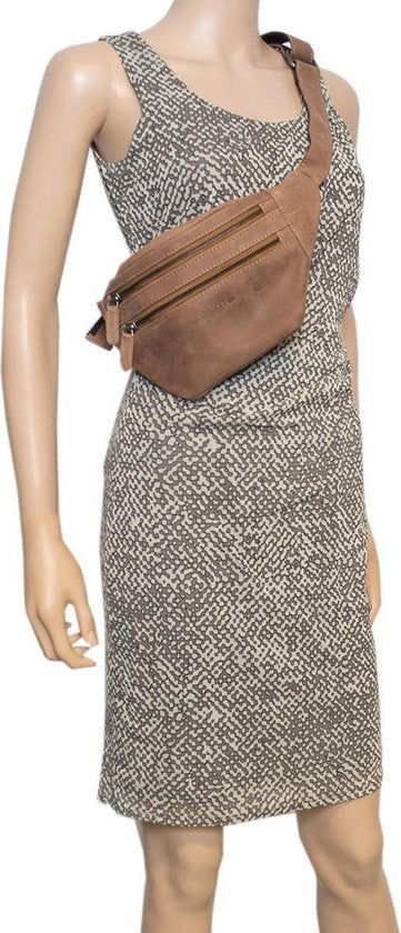 Heuptas heuptasje fanny pack buideltasje festival tasje leer taupe arrigo - Arrigo.nl