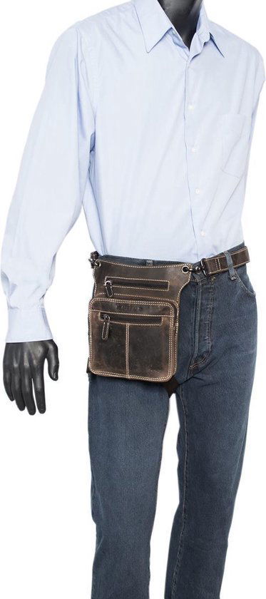 Heuptasje - Donkerbruin Leer voor op de Motor met Extra Compartment - Arrigo.nl