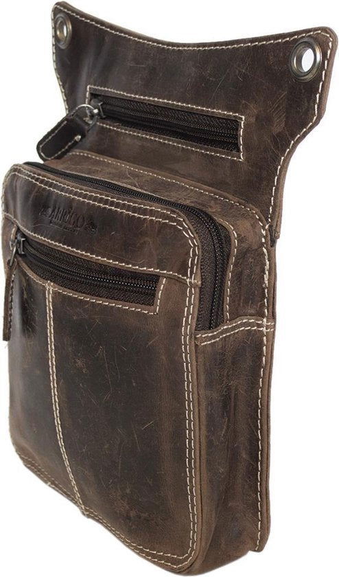 Heuptasje - Donkerbruin Leer voor op de Motor met Extra Compartment - Arrigo.nl