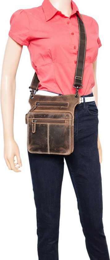 Heuptasje - Lichtbruin Leer voor op de Motor met Extra Compartment - Arrigo.nl