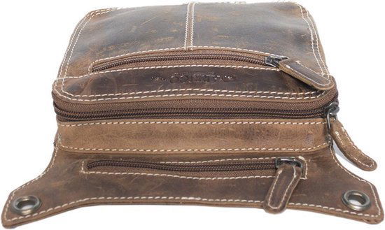 Heuptasje - Lichtbruin Leer voor op de Motor met Extra Compartment - Arrigo.nl