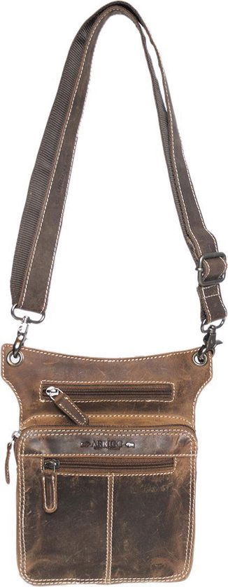 Heuptasje - Lichtbruin Leer voor op de Motor met Extra Compartment - Arrigo.nl