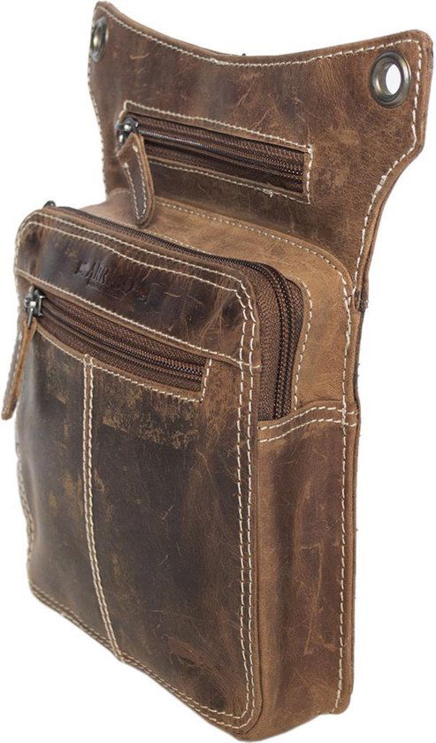 Heuptasje - Lichtbruin Leer voor op de Motor met Extra Compartment - Arrigo.nl