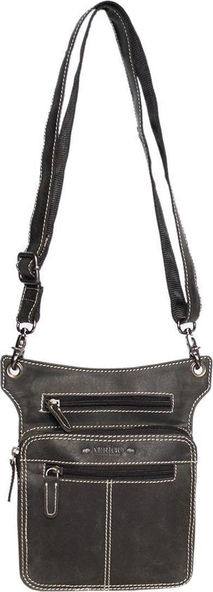 Heuptasje - Zwart Leer voor op de Motor met Extra Compartment - Arrigo.nl