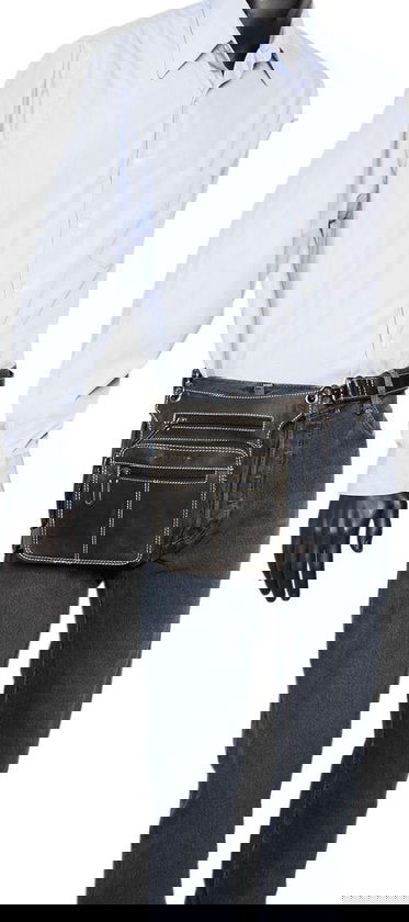 Heuptasje - Zwart Leer voor op de Motor met Extra Compartment - Arrigo.nl