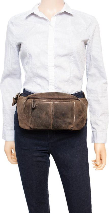 Heuptasje dames of heuptasje heren cognac kleurig leer fanny pack - Arrigo.nl