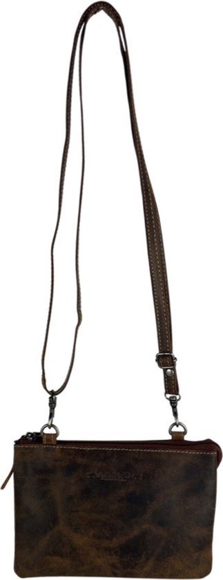 Heuptasje heren cognac leer telefoontasje aan je riem clutch heuptasje - Arrigo.nl