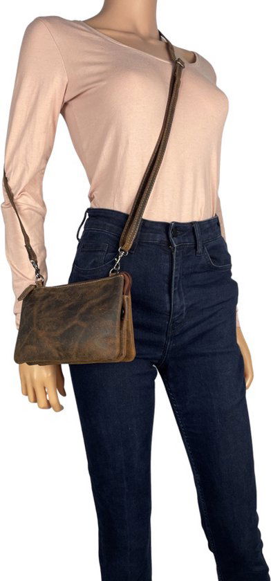 Heuptasje heren cognac leer telefoontasje aan je riem clutch heuptasje - Arrigo.nl