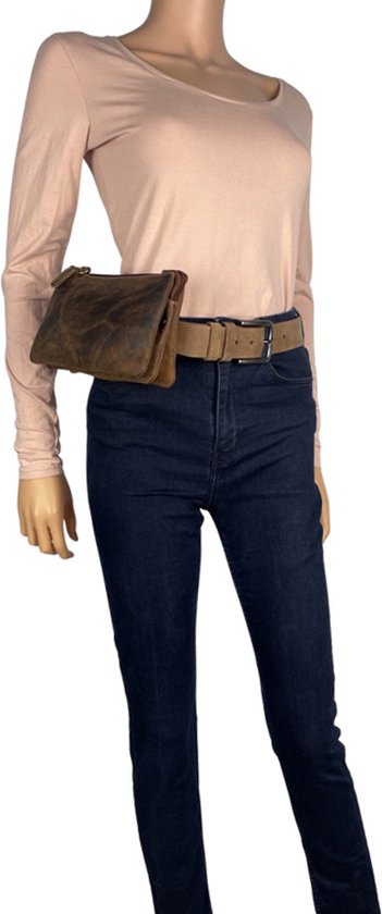 Heuptasje heren cognac leer telefoontasje aan je riem clutch heuptasje - Arrigo.nl