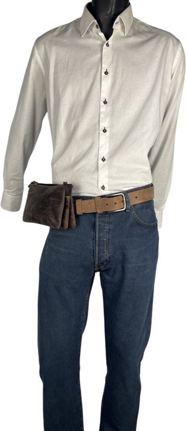 Heuptasje heren cognac leer telefoontasje aan je riem clutch heuptasje - Arrigo.nl