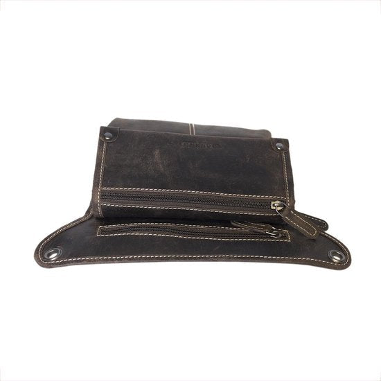 Heuptasje leer of leren festival tasje donkerbruin met een verstelbare - Arrigo.nl