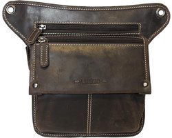 Heuptasje leer of leren festival tasje donkerbruin met een verstelbare - Arrigo.nl