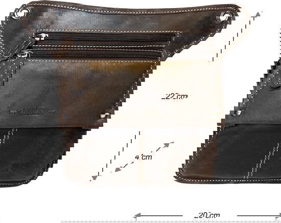 Heuptasje leer of leren festival tasje donkerbruin met een verstelbare - Arrigo.nl