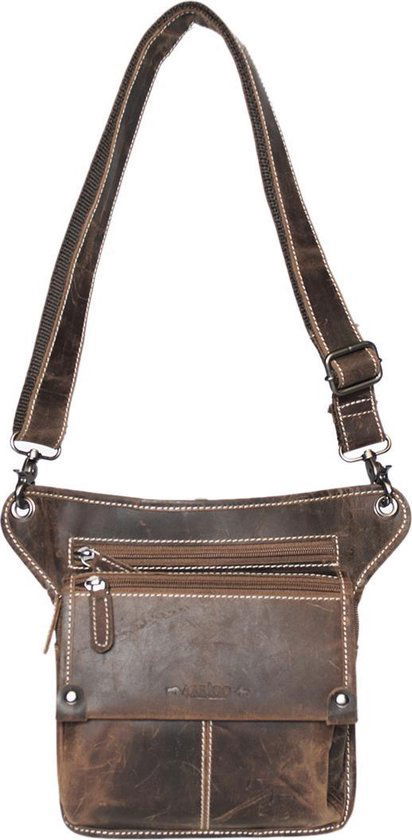 Heuptasje leer of leren festival tasje lichtbruin met een verstelbare - Arrigo.nl