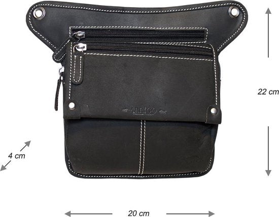 Heuptasje leer of leren festival tasje zwart met een verstelbare - Arrigo.nl