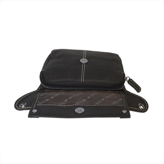 Heuptasje leer of leren festival tasje zwart met een verstelbare - Arrigo.nl