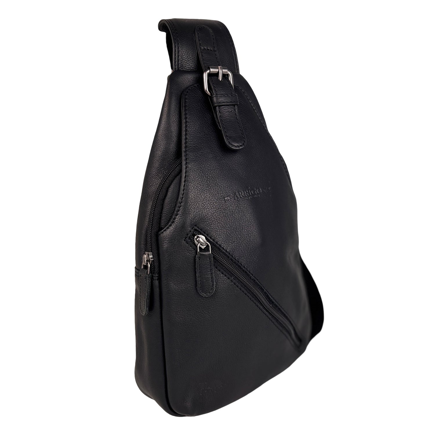 Umhängetasche aus angesagtem dunkelbraunem Büffelleder mit verstellbarem Schulterriemen