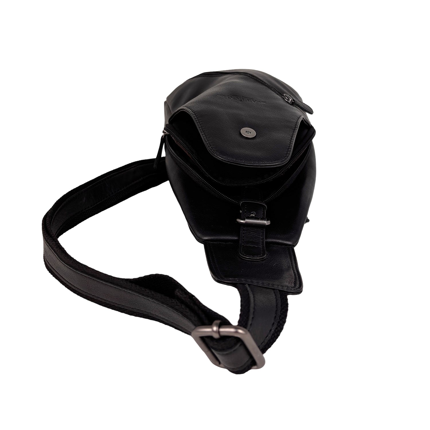 Umhängetasche aus angesagtem dunkelbraunem Büffelleder mit verstellbarem Schulterriemen